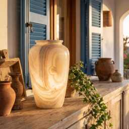 Large Egyptian Alabaster Table Lamp - Hand-Carved Natural Stone - 39 ?? 23.5 cm - thumbnail 4
