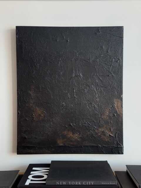 Large Black Textured Abstract Painting Wabi-Sabi Wall Art - 20x24'' - image 1