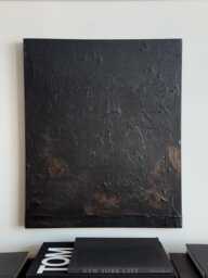 Large Black Textured Abstract Painting Wabi-Sabi Wall Art - 20x24'' - thumbnail 1