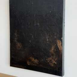 Large Black Textured Abstract Painting Wabi-Sabi Wall Art - 20x24'' - thumbnail 2