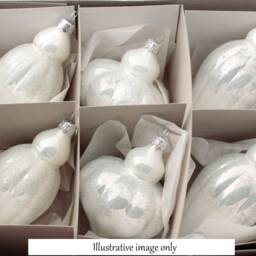 Large Blown Glass Art Nouveau Style Pearl Silver Onion Christmas Ornament - thumbnail 2