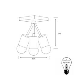 Hera Modern 3 Light Mid Century Semi Flush - thumbnail 4