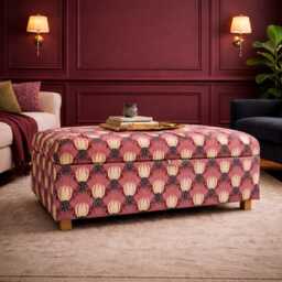 Coffee Table With Storage in Morris & Co Tulip Bird Velvet