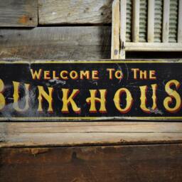 Rustic Bunkhouse Sign, Cabin Wall Decor, Handmade Wooden - thumbnail 2