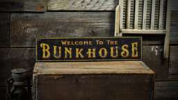 Rustic Bunkhouse Sign, Cabin Wall Decor, Handmade Wooden - thumbnail 1