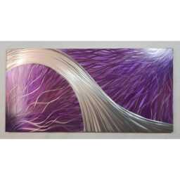 Modern Abstract Metal Wall Art, Purple Silver - thumbnail 2