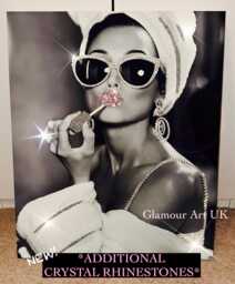 Audrey Hepburn Rhinestone Canvas Art, Glam Lipstick Wall Decor - thumbnail 1