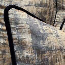 Mahali Brown Gold Lumbar Cushion Cover Black Velvet Piping Prestigious Textiles Luxury Abstract Pillow Handmade UK - thumbnail 3