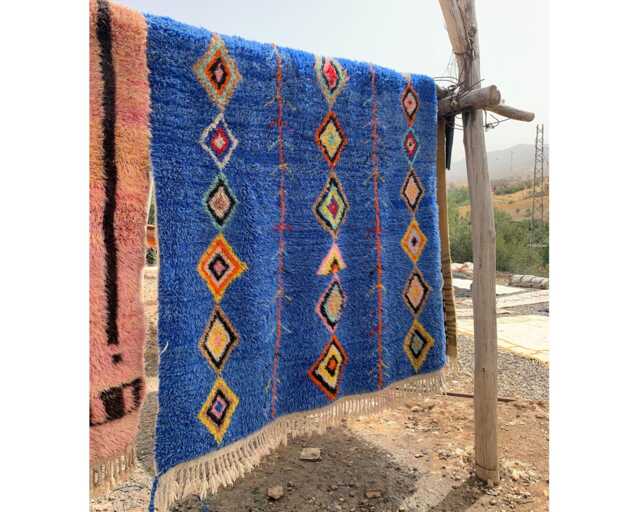 Moroccan Beni Mrirt Rug, Blue Shag Soft Wool Rug, Large Area Rug - image 1