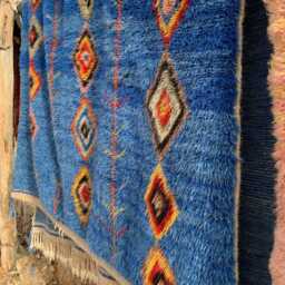 Moroccan Beni Mrirt Rug, Blue Shag Soft Wool Rug, Large Area Rug - thumbnail 2