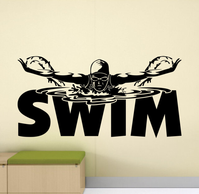 Swim Wall Decal Sign Gym Quote Swimmer Gifts Poster Mural Vinyl Sticker Fitness Swimming Pool Decor Sport Art Stencil Print G874 - image 1