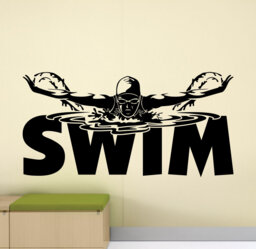 Swim Wall Decal Sign Gym Quote Swimmer Gifts Poster Mural Vinyl Sticker Fitness Swimming Pool Decor Sport Art Stencil Print G874 - thumbnail 1