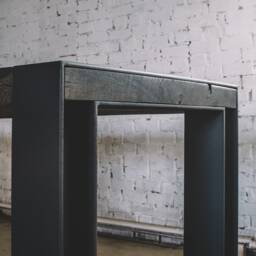 Industrial Oak Dining Table, Loft Style Work Desk - 90x90x300cm - thumbnail 2