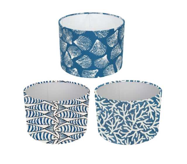 Seashell/ Fish, Coral Fabric Lampshade, Coastal Home Decor Lighting, UK Made - image 1