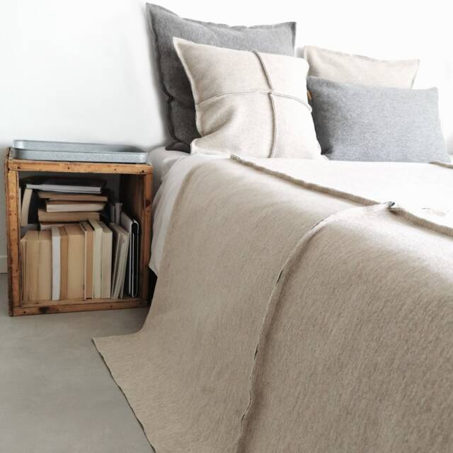 Bedspread Fynn Wool Blanket Throw Made in Germany Plain Collection Soft Boiled Wool From The Eu Virgin Wool Loden - image 1