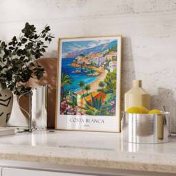 Costa Blanca Poster, Spain Beach Mediterranean Coastal Decor, European Travel, Art - thumbnail 2