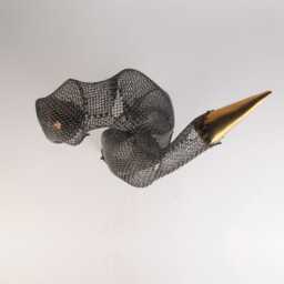 "steel Wire Mesh Sculpture, Gold Ceramic Accents, Tabletop Art, 11"" T X 8" - thumbnail 4