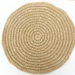 18 in Crochet Jute Circle Rug/Plant Rug 100% Natural Materials Indoor Outdoor Mat Custom Sizes - thumbnail 2
