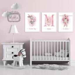 Ballerina Posters, Ballerina Nursery Wall Art, Baby Gift, Room, Girl, Decor, Dream Big, Pink Floral - thumbnail 2
