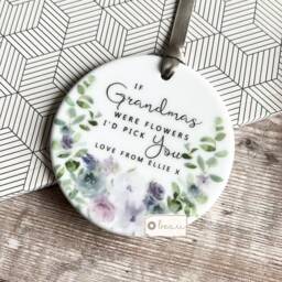 Personalised If Grandmas Mums Nannas Aunties Moms Mams Were Flowers Quote Lilac Lavender Floral Design Home Linen Style Cushion Cover - thumbnail 2