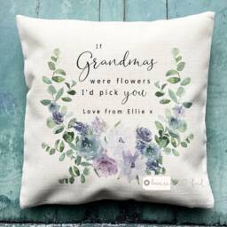 Personalised If Grandmas Mums Nannas Aunties Moms Mams Were Flowers Quote Lilac Lavender Floral Design Home Linen Style Cushion Cover - thumbnail 1