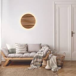Satin Walnut Wood Sconce Light - Modern Minimalist Led Wall Art - thumbnail 2