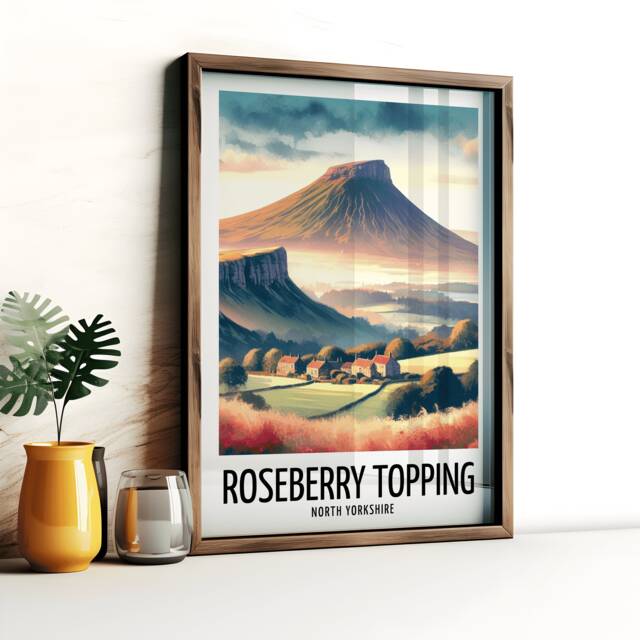 Roseberry Topping Travel Print - Watercolour Poster Design - Wall Artwork Yorkshire Gifts Home Decor Art Gift England Picture - image 1