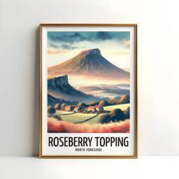 Roseberry Topping Travel Print - Watercolour Poster Design - Wall Artwork Yorkshire Gifts Home Decor Art Gift England Picture - thumbnail 3