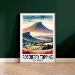 Roseberry Topping Travel Print - Watercolour Poster Design - Wall Artwork Yorkshire Gifts Home Decor Art Gift England Picture - thumbnail 2