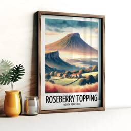 Roseberry Topping Travel Print - Watercolour Poster Design - Wall Artwork Yorkshire Gifts Home Decor Art Gift England Picture - thumbnail 1