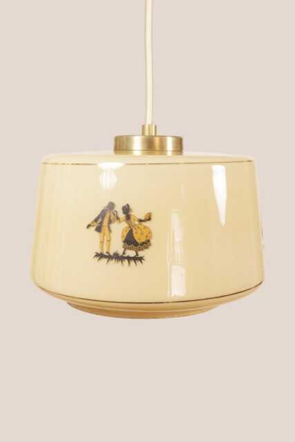 Darinka Vintage Pendant Light Mcm Hanging Handcrafted Glass Lamp Retro Ceiling Fixture Yugoslavia Gold Brass - image 1