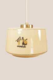 Darinka Vintage Pendant Light Mcm Hanging Handcrafted Glass Lamp Retro Ceiling Fixture Yugoslavia Gold Brass - thumbnail 1