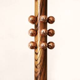 Copper & Zebra Wood Pendant Light - Modern Kitchen Lighting Powder Room Ceiling Fixture - thumbnail 4
