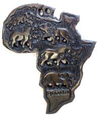 Ebony Wood Big Five Carved African Map Wall Hanging. Hand Carved Polished Wall Decor Map. Wildlife /Safari Themed Maps. 5 Gifts - thumbnail 1