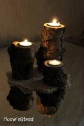 Set Of 3 Tiered Log Candles, Yellow Birch - thumbnail 2