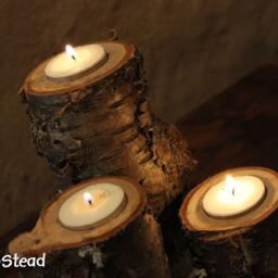 Set Of 3 Tiered Log Candles, Yellow Birch - thumbnail 4