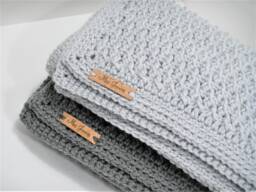 Handmade Crochet Baby Blanket Soft Grey Acrylic, Stroller Or Car Seat - thumbnail 1