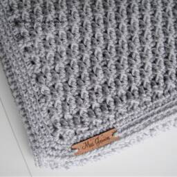 Handmade Crochet Baby Blanket Soft Grey Acrylic, Stroller Or Car Seat - thumbnail 2