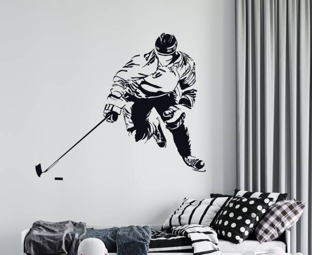 Hockey Player Wall Decal Sports Vinyl Decor 4388 - image 1