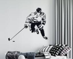 Hockey Player Wall Decal Sports Vinyl Decor 4388 - thumbnail 1
