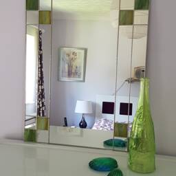 Art Deco Rectangular Green Mirror - Stained Glass Hand Crafted - thumbnail 2
