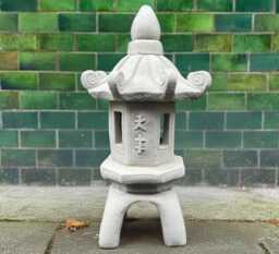 Japanese Pagoda Statue Stone Zen Lantern Sculpture Concrete Asian Garden Decor Handmade Ornament Outdoor Spiritual Accent Yard Art - thumbnail 1