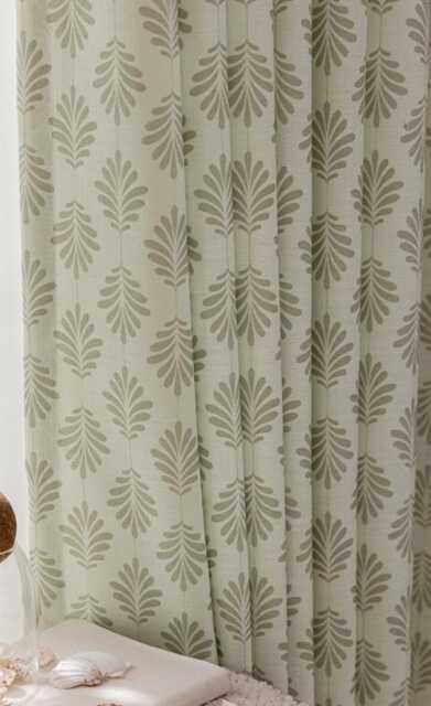 Block Print Curtains, Damask Tassel Sage Pleated Curtains - image 1