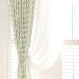 Block Print Curtains, Damask Tassel Sage Pleated Curtains - thumbnail 2