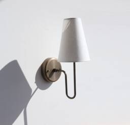 Brass Wall Sconce - Light With Linen Shade, Ul Listed No.0500 - thumbnail 1