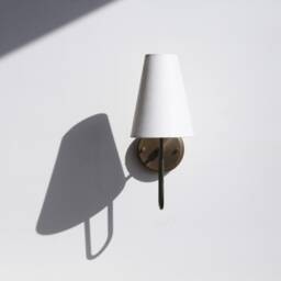 Brass Wall Sconce - Light With Linen Shade, Ul Listed No.0500 - thumbnail 2