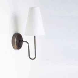 Brass Wall Sconce - Light With Linen Shade, Ul Listed No.0500 - thumbnail 3