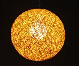 Handwoven Paper Rope Ball Pendant Light - Yellow Hemp Lighting