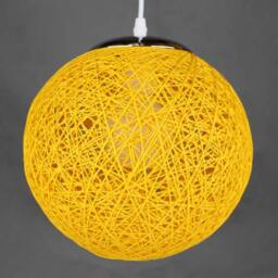 Handwoven Paper Rope Ball Pendant Light - Yellow Hemp Lighting - thumbnail 2