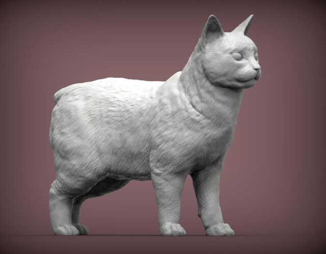 Manx Cat Standing -3D Printed - For Cat Lovers, Ornament, Memorial, Gift - image 1
